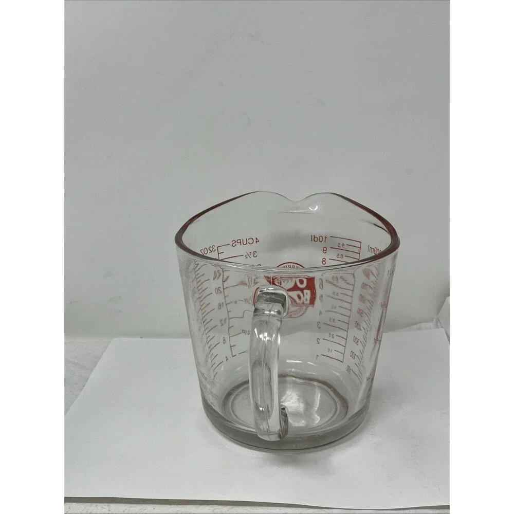 Anchor Hocking #499 Oven Basics 32 oz/4 Cups/1 Quart Measuring Cup Red Letters
